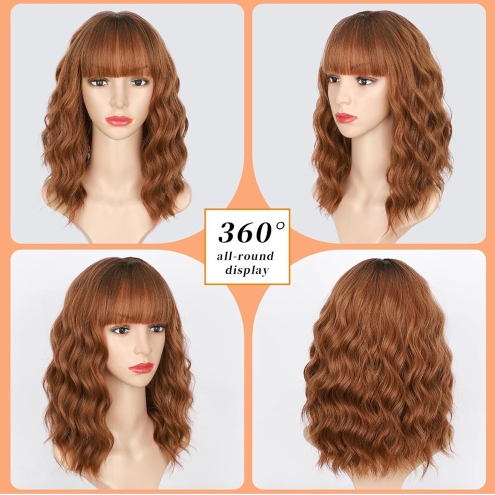 Auburn short wavy wig with bangs 14 inch - Picture 9 of 9